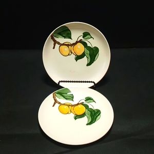 Vintage Mid-Century "California Fruit" Set of 2 Dessert Plates by Metlox
